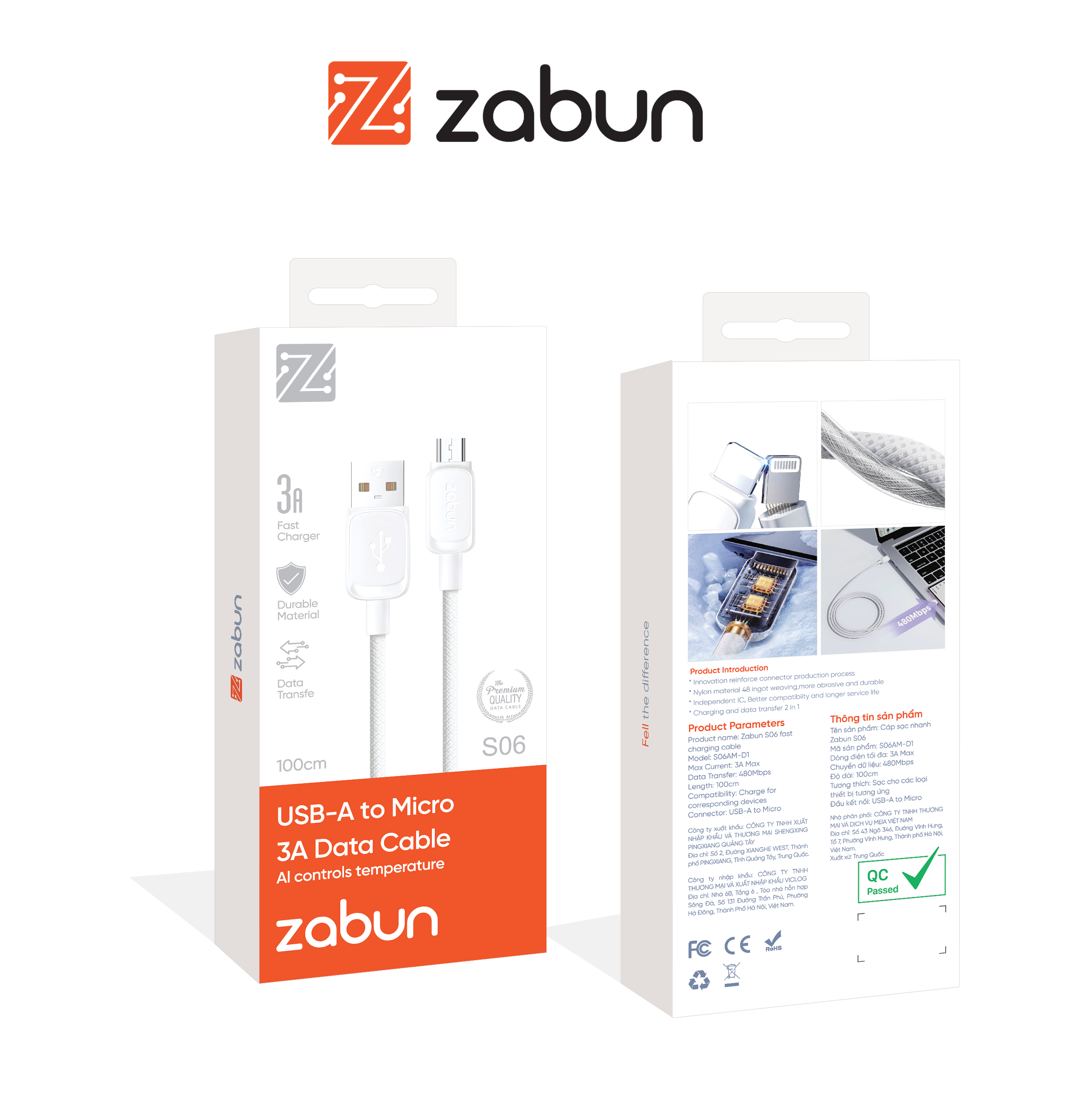 Cáp sạc Zabun  S06 chân USB A-Micro
